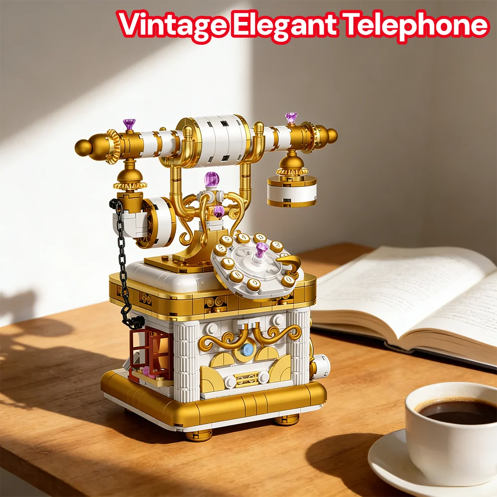 

Миниатюрная ретро-телефонная модель ручной работы для сборки: элегантный винтажный декор для интерьера, художественное украшение, идеальный подарок для коллекционеров