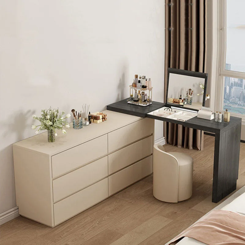 Factory Direct 2026 Coffee Modern Vanity Table Bedroom Makeup Storage Drawers Organizer Dressing Table Cosmetics European