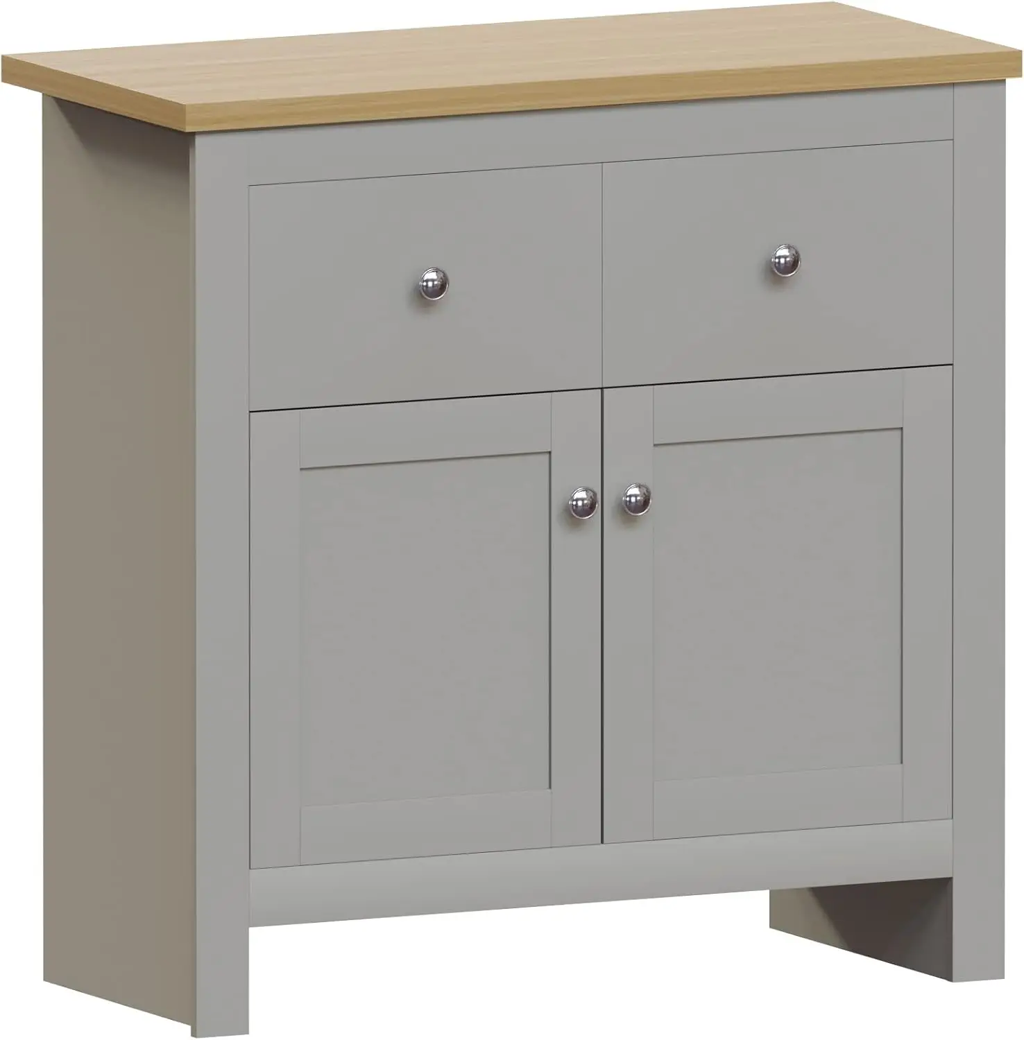 Arlington Sideboard, Buffet Table, Cupboard Cabinet Engineered Wood (Grey & Oak, 2 Drawer 2 Door) kitchen cabinet