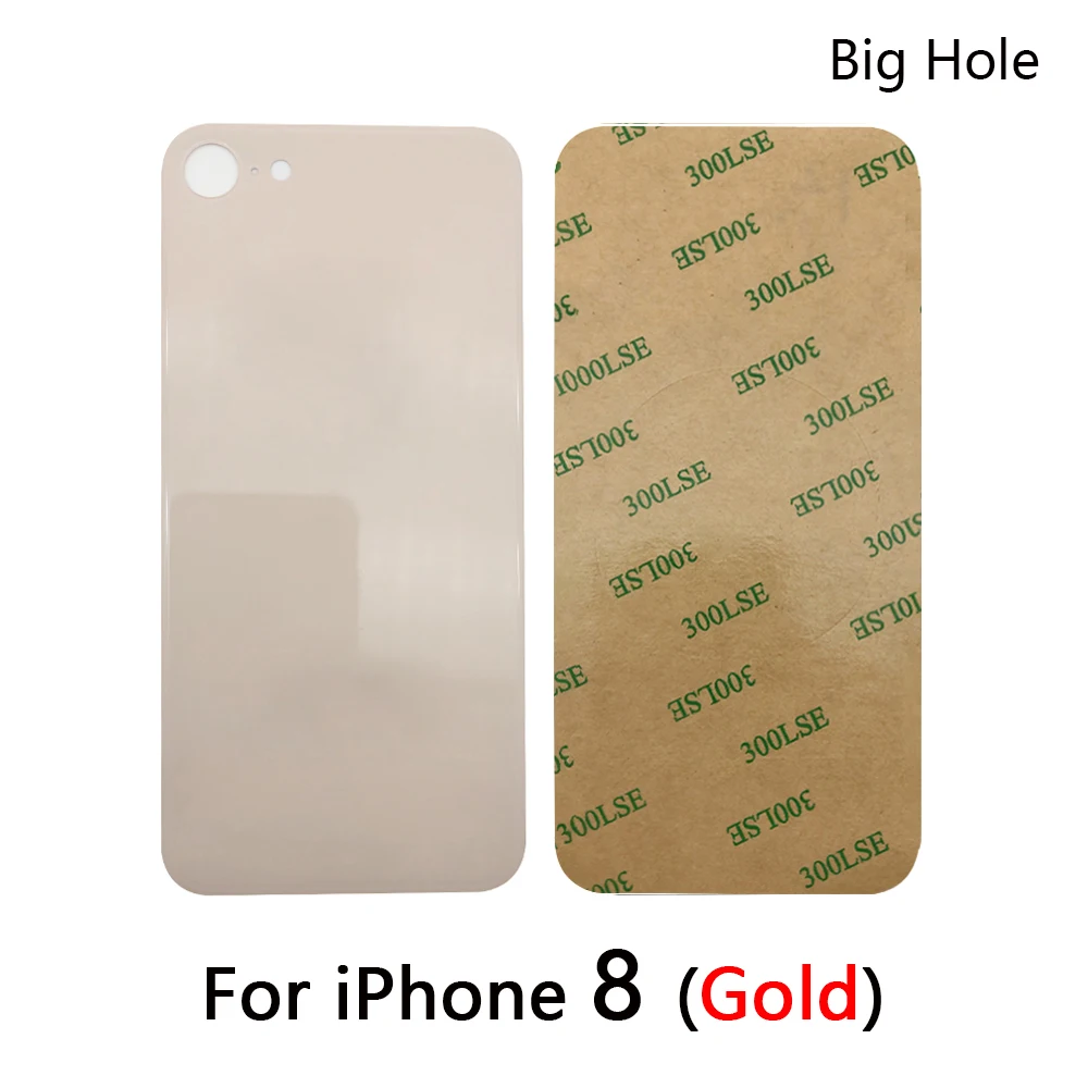 5Pcs/Lot，NEW For iPhone 8 8G Big Hole Battery Back Cover Glass Rear Door Replacement Housing Case STICKER Adhesive