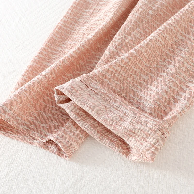 طقم بيجامة للزوجين جديد لعام 2026 100% قطن جاكار بأكمام قصيرة طقم مكون من قطعتين سترات للرجال والنساء ملابس منزلية #6