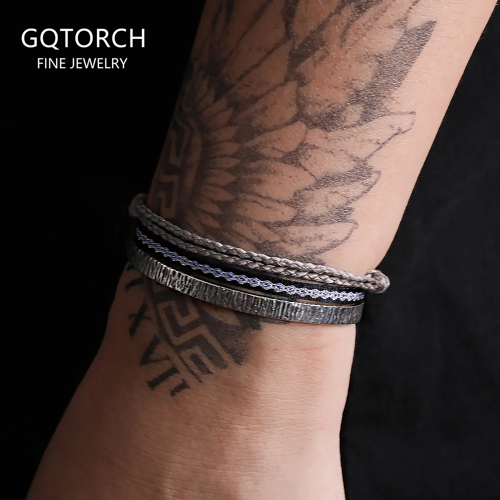 

3 шт./компл. браслет из стерлингового серебра 925 пробы для мужчин, браслет-манжета из оловянной бумаги, веревка ручной работы с узлом, городские крутые модные ювелирные изделия