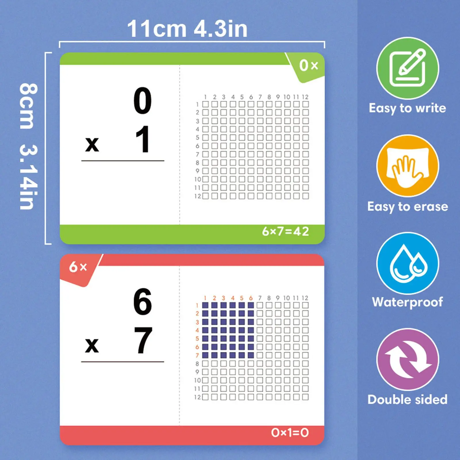 Kartu Flash Perkalian 0-12 Aritmatika Berbantuan Visual, Kartu Matematika Pendidikan Kartu Flash untuk Anak-anak Pemula