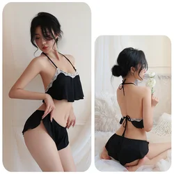 Sex lingerie Deep V bellyband style pajamas for women's home passionate lace temptation Short sets sexy. items sexy lingеrie set