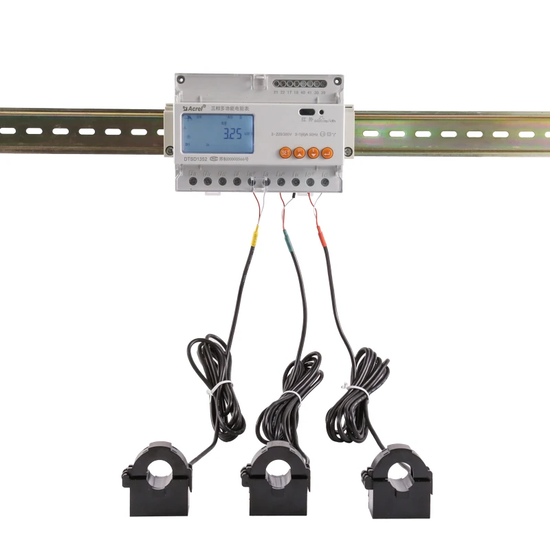 DTSD1352-CT 3 Phase kwh Meter Din Rail Multifunction Power Meter with 150/5A Cts for Solar System view 3