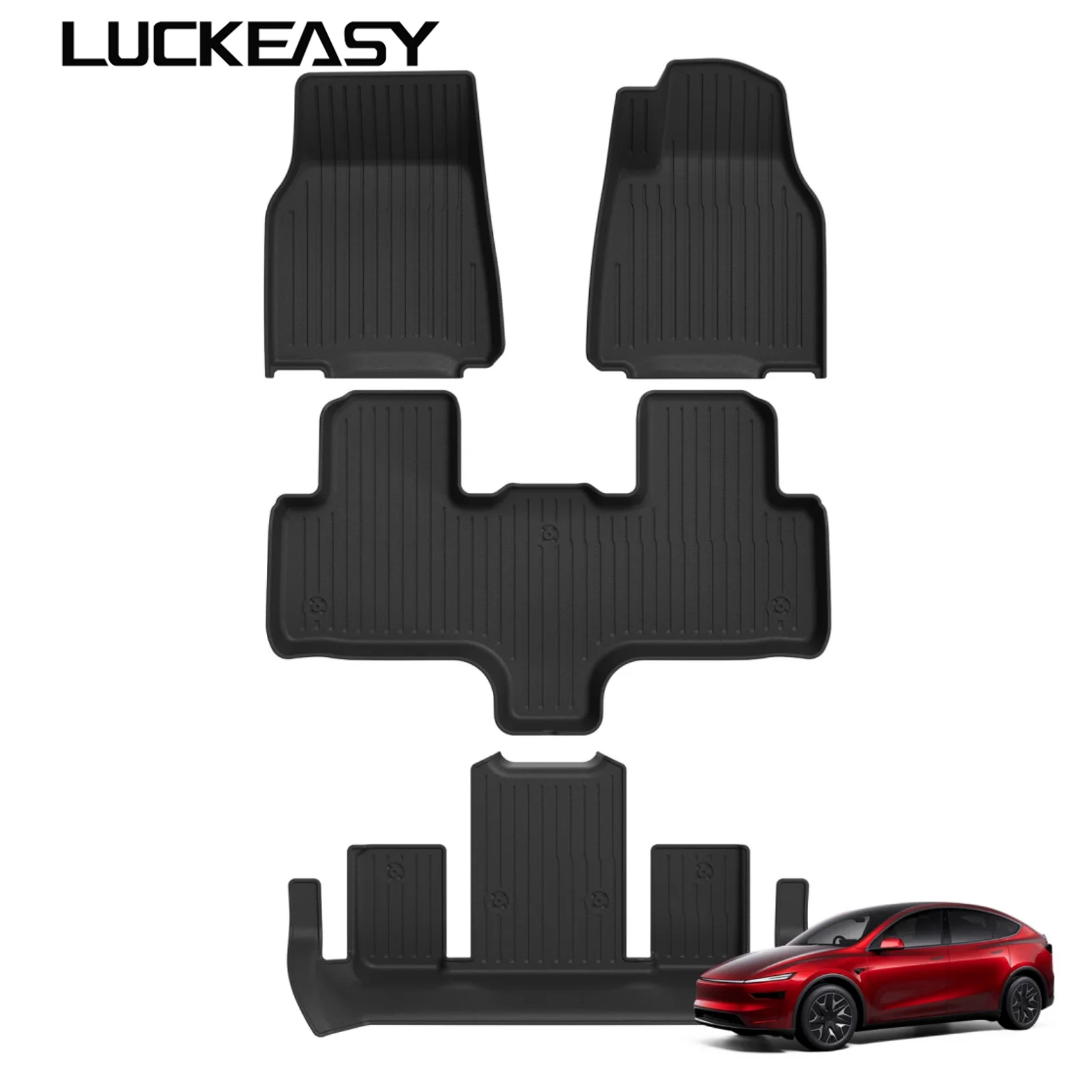 LUCKEASY Right Drive for Tesla Model YL 6seats RHD 2025 2026 Car Floor Mats Cargo Liner Trunk Pad TPE 3D Waterproof Accessories