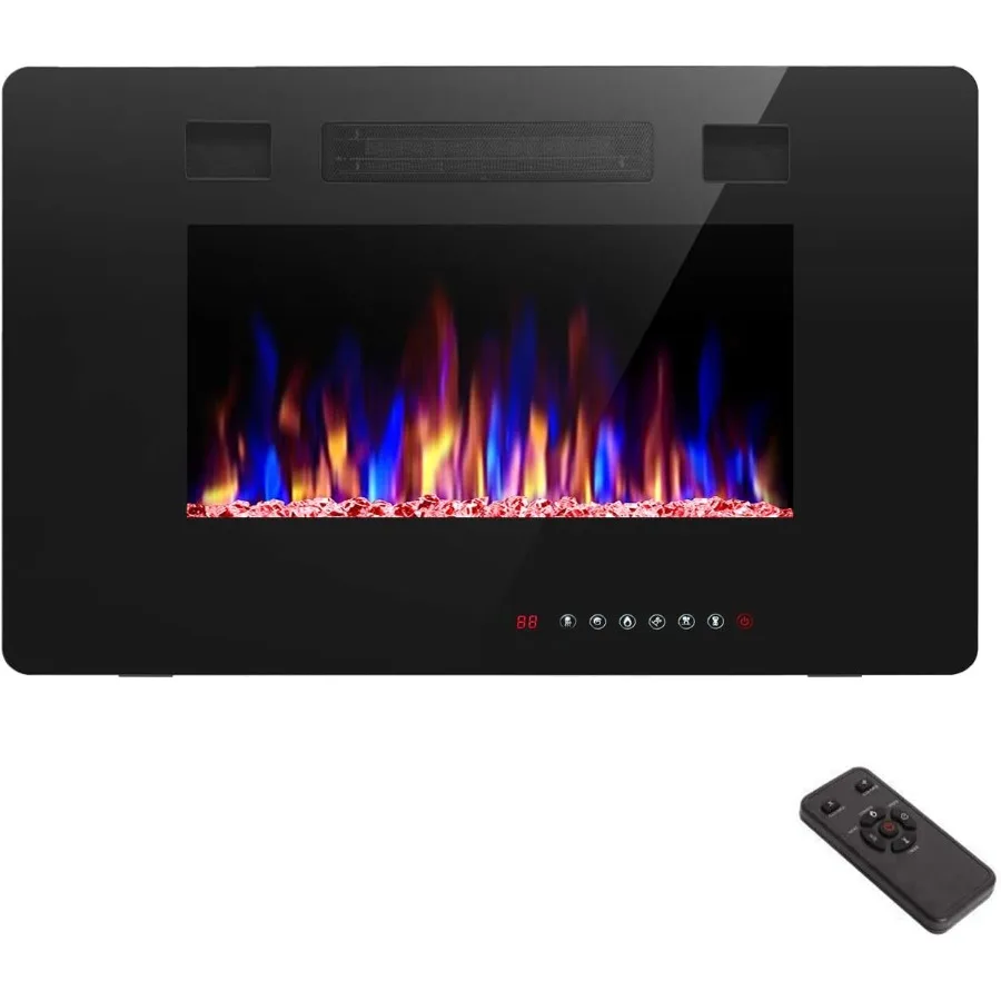 

30 inch Recessed and Wall Mounted Electric Fireplace Low Noise Fit for 2 x 4 and 2 x 6 Stud Remote Control with Timer Touch Scr