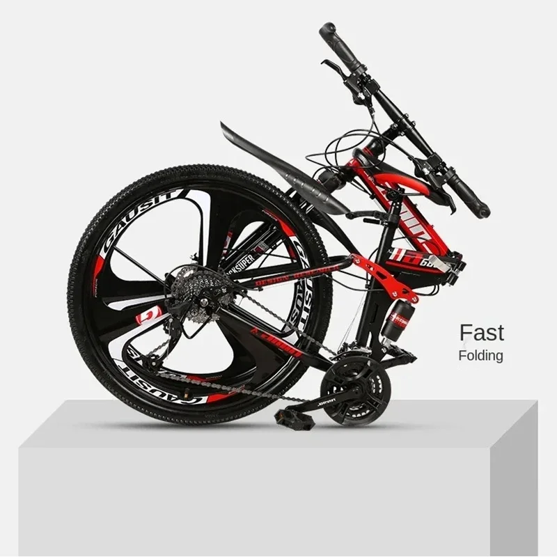 26 inch Folding MTB Full Suspension Cross Country Bike Variable Speed Soft Tail Mountain Bike Dual Disc aldult Outdoor bike