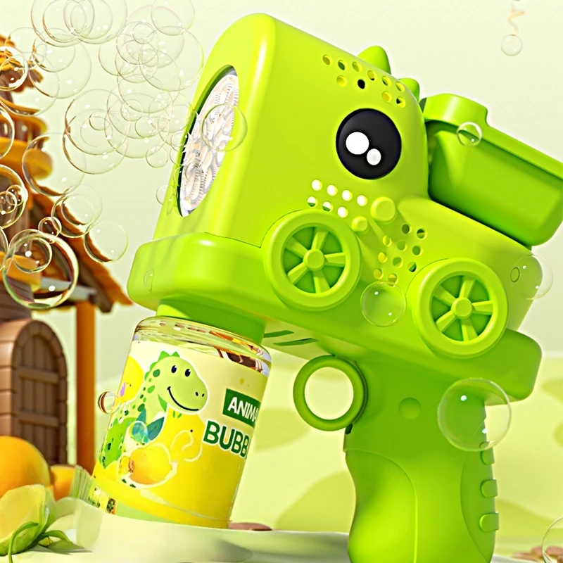Lithium Battery Rechargeable Version Dinosaur Engineering Bubble Gun Bubble Blowing Machine Handheld Electric Fully Automatic Engineering Bubble Machine Toy