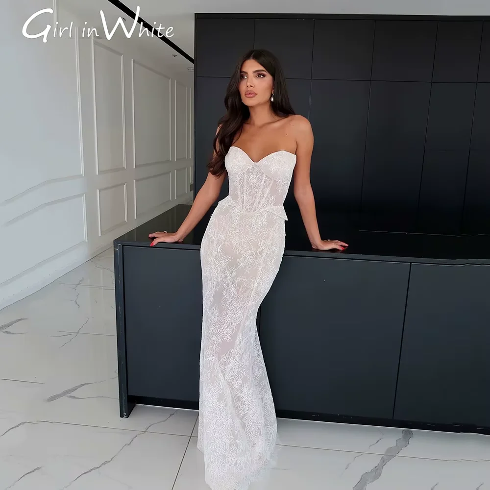 

Shiny Sweetheart Lace Mermaid Wedding Dress Sweetheart Sleeveless Bridal Gown Bridal Gown customized Bride Robe Vestido De Novia