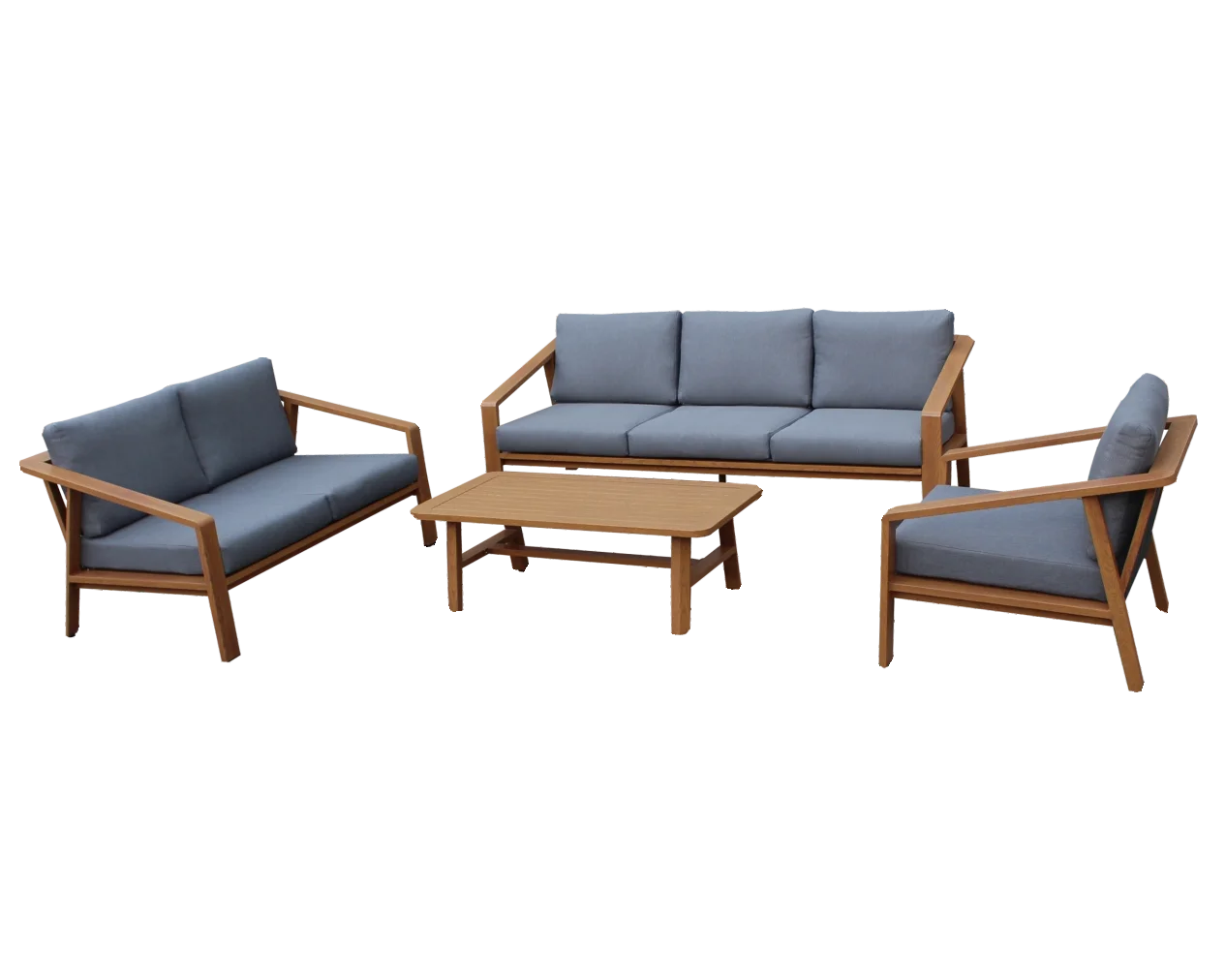 Modern Vintage Rectangle Aluminum Garden Sofa Set with Steady Patio Coffee Tables for Home Furnishing and Living Room Use