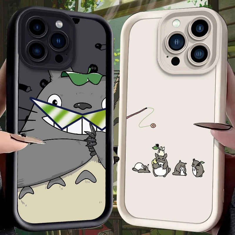 

T-Totoros Case for iPhone 16 E 15 14 13 12 Mini 11 Pro Max XS X 8 7 Plus SE Liquid Soft Silicone Shockproof Back Washable Cover