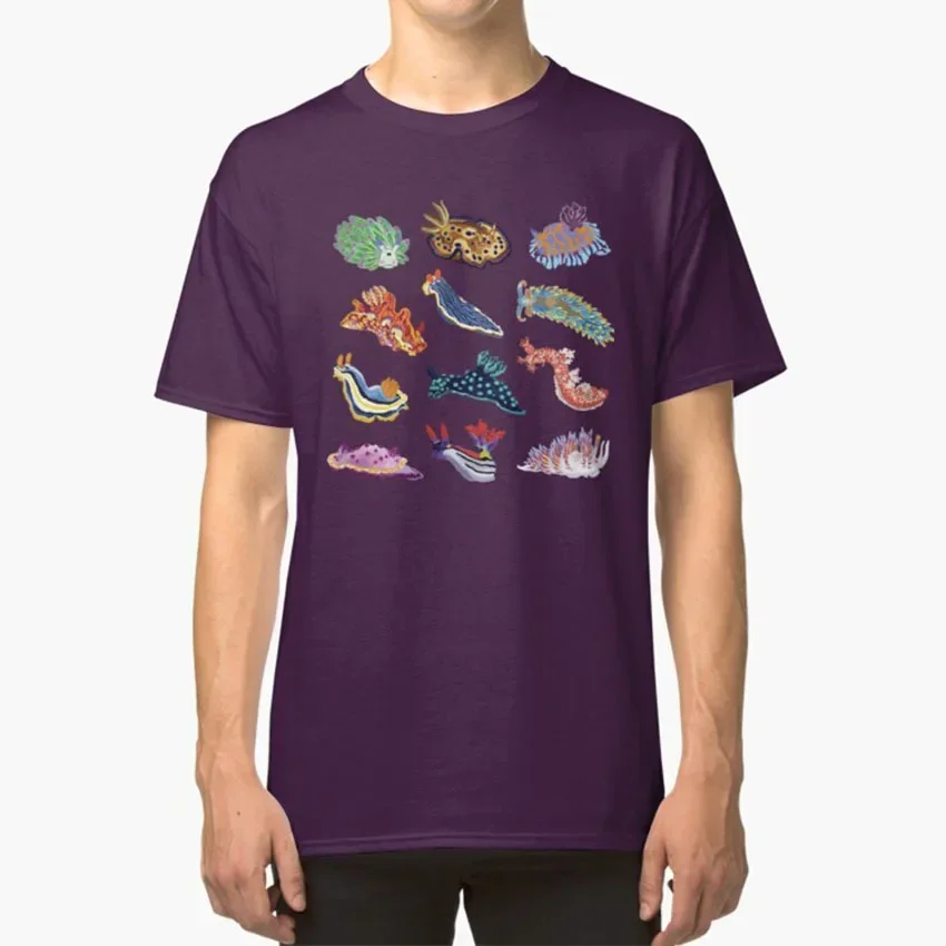 men clothing  harajuku Nudie Cuties T-  Sea Slug Nudibranch Biology Marine Biology Colorful Rainbow Infographic Blue Sea Ocean - view 4