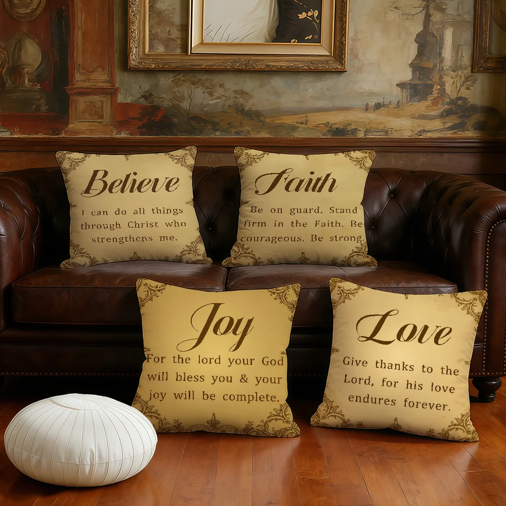 Bible verses cushion cover Plush Fabric Soft Double Sided Print Sofa Cushion Cover Throw Pillow Covers