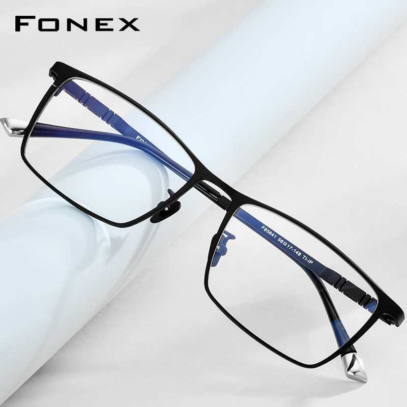 FONEX Titanium Eyeglasses Frame Men Brand Design Square Eyewear Ultralight-Weight Japanese High-end Quality Glasses Frames 85641