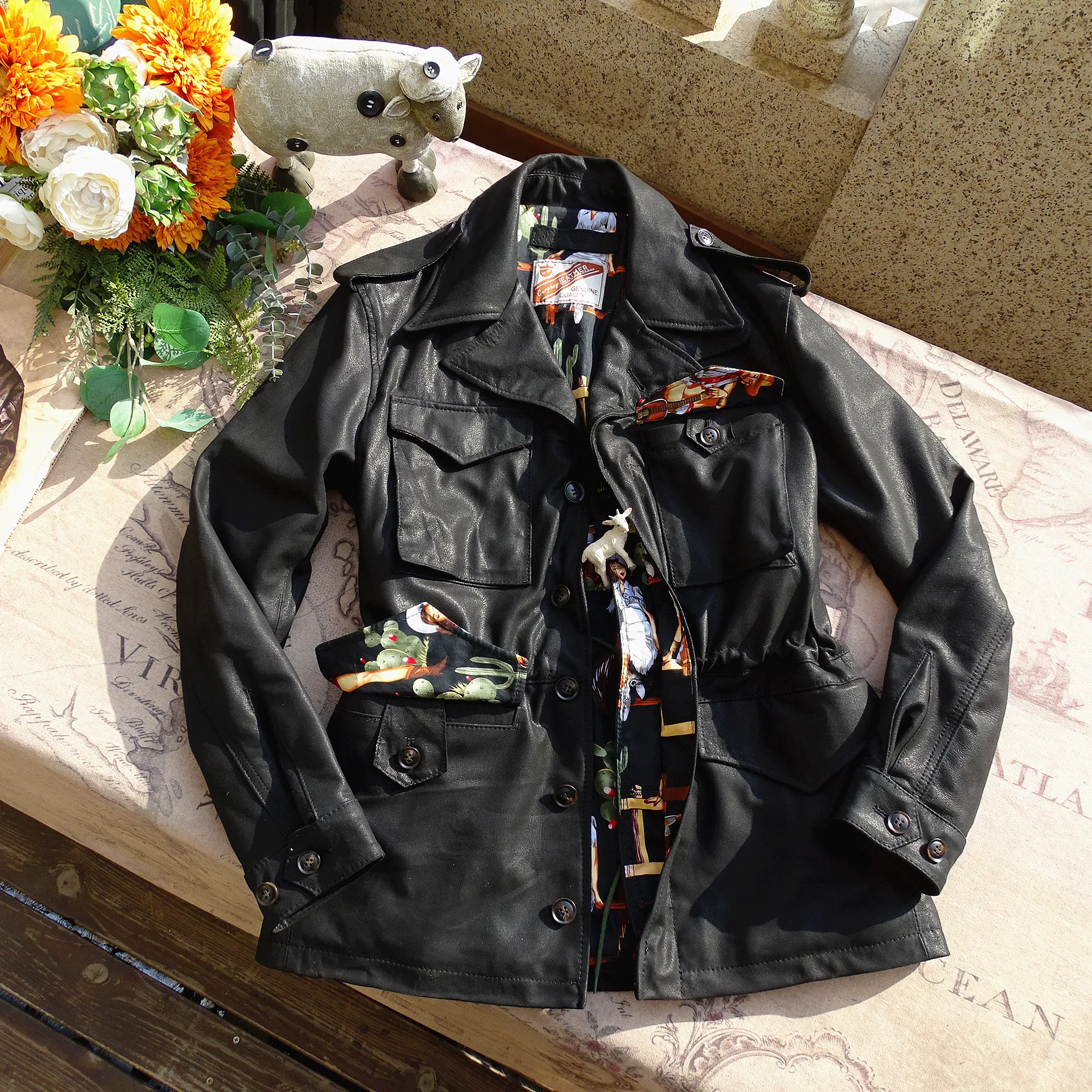 

Легкая вельветовая куртка из овчины в стиле милитари, повседневная городская модная куртка с одной пуговицей, ветровка для молодых мужчин