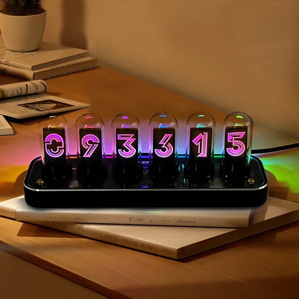 

RGB Nixie Tube Clock Pendant With 6-digit Ips Screen Digital Stopwatch For Time Display Creative Desktop Decoration Gift