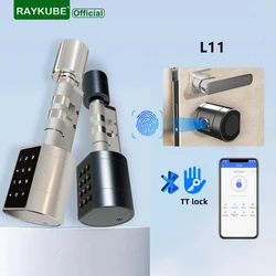 RAYKUBE-cerradura Digital L11 TT con contraseña/llave/TT, cilindro con huella dactilar, ajustable, APP Unlok