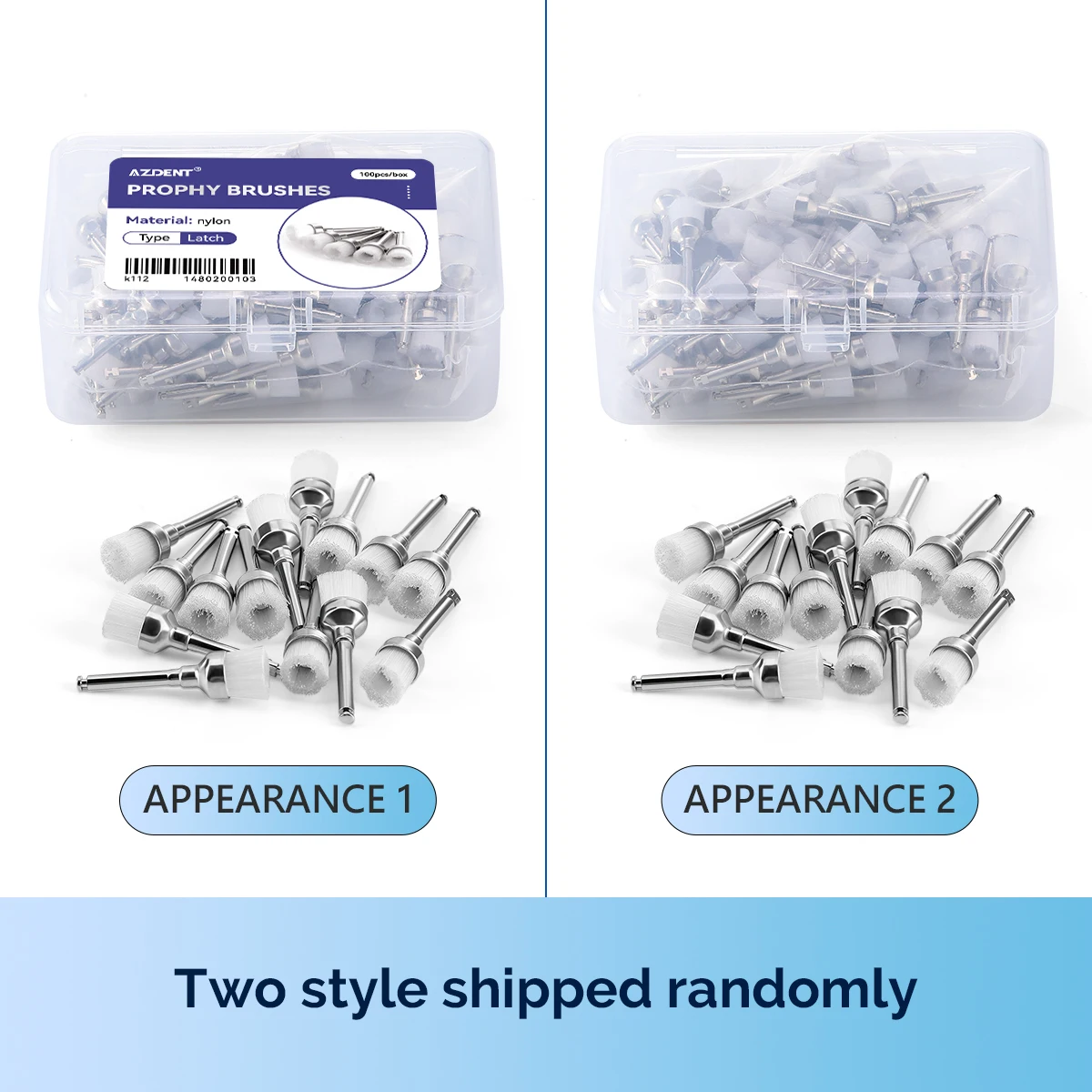 100 Stück/Box AZDENT Dental Nylon Polierbürsten Schüssel/flache Form Latch Typ (RA) Einmalgebrauch – Detail 1