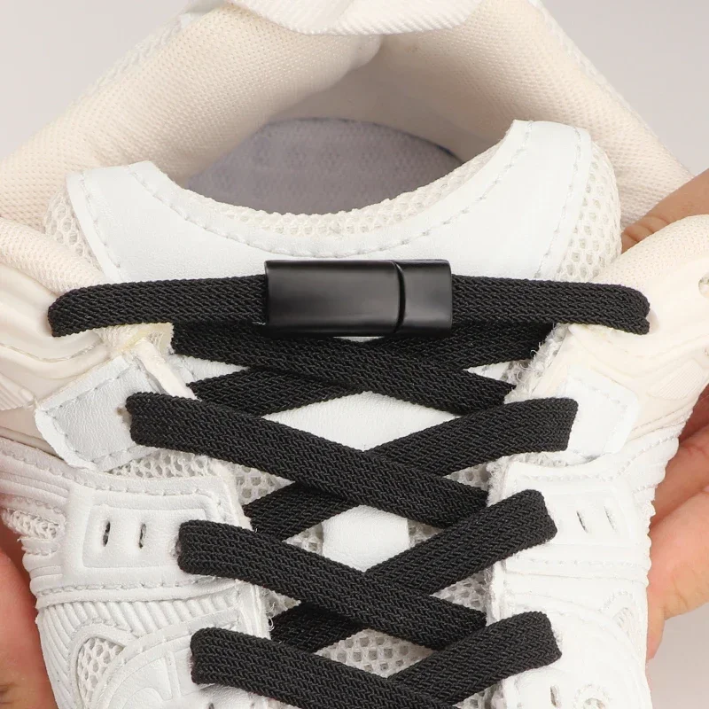 Magnetische Schnürsenkel ohne Binden, doppellagige, elastische Baumwoll-Schnürsenkel für Sneaker, Kinder und Erwachsene, Schnürsenkel ohne Binden, Schuhzubehör. – Detail 2