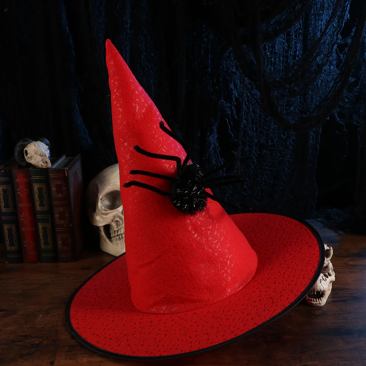 

Halloween Hat Witch Dress Up Spider Non-woven Fabric Hats Makeup Props for Party Festival Masquerade (Red)
