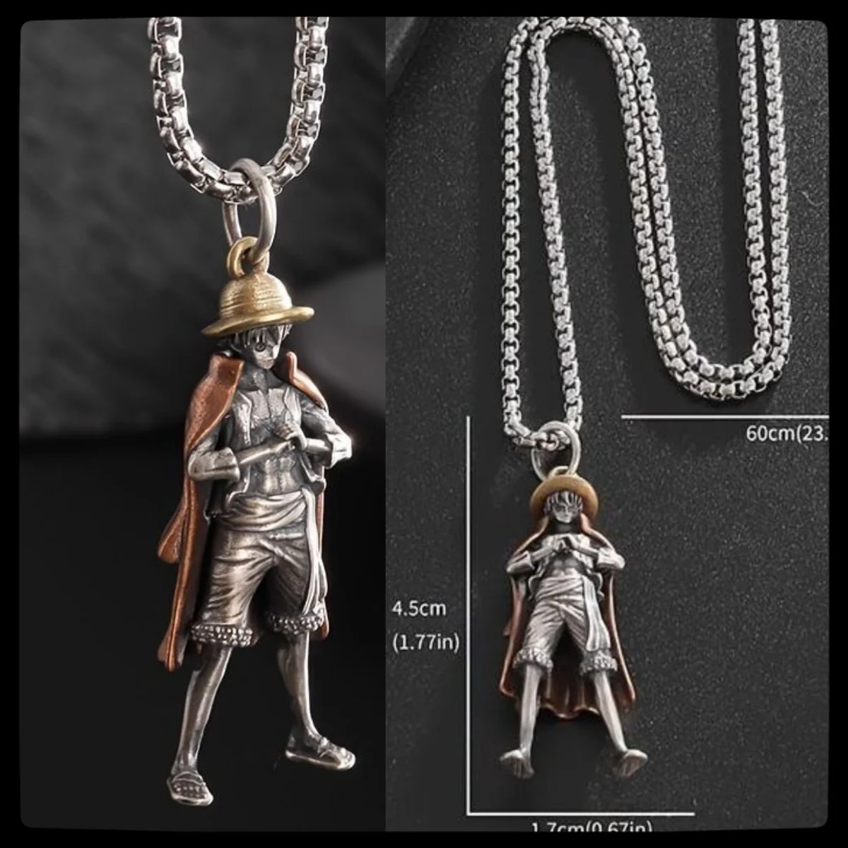 One Piece anime peripheral cartoon luffy two-color pendant necklace dragon ball z metal necklace for men and women birthday gift