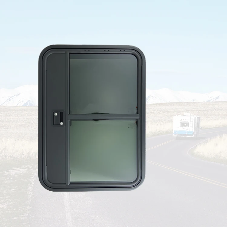 Travel Trailer Door With Grille 26x36'' Height Tempered Sliding Window Teardrop Trailer Door