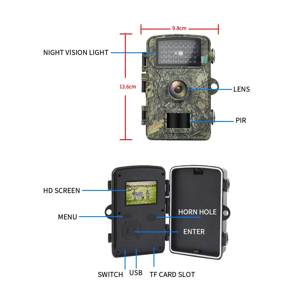 HD كاميرا الحياة البرية PIR للرؤية الليلية مع بطاقة الذاكرة 32G آلة الصيد للتخييم في الهواء الطلق مراقبة الأمن كاميرا الصيد #2