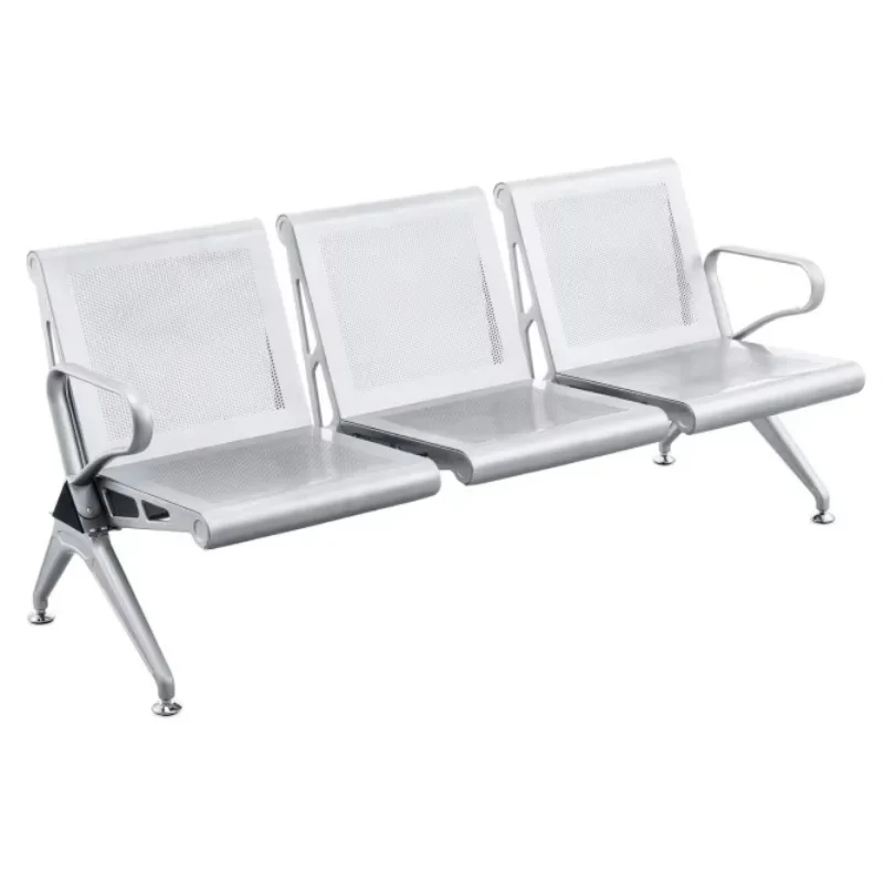 3-Seater Reception Hospital Medical Clinic Airport Waiting Room Area Link Bench Chair Stainless Steel Metal Chair