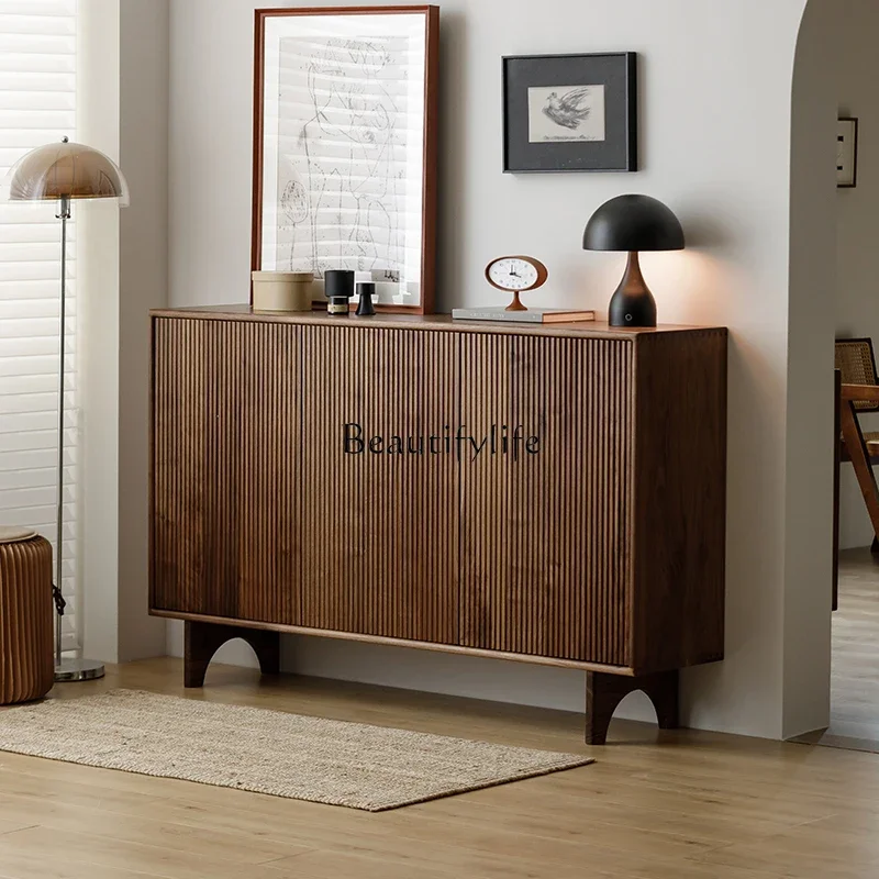 

**North American black walnut solid wood storage door porch multi-layer storage cabinet