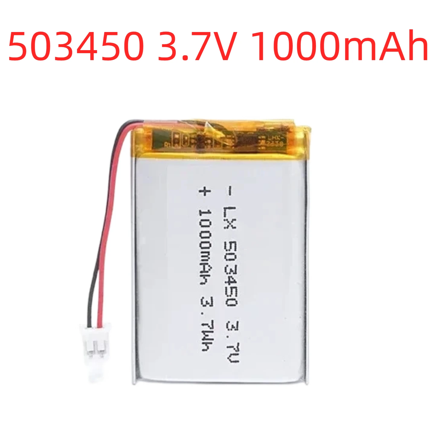

3.7V 1000mAh 523450 503450 Li-Po Rechargeable Battery with PH2.0 2Pin Plug for GPS Smart Phone DVD MP5 Lithium Polymer Cell