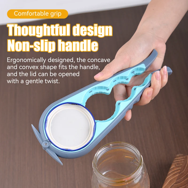 Can opener, multifunctional four-in-one beverage bottle opener, bottle cap twister, four-position can opener, anti-slip bottle c