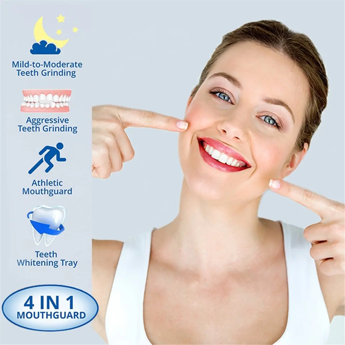 Protector bucal para rechinar los dientes Protector nocturno moldeable personalizado para adultos y niños Paradas de apriete y roncar