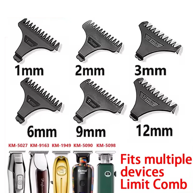 For Kemei Hair Trimmer Limit Comb Universal Black Guards Hairdresser Hair Cutting Guide for KM-5027  KM-1949 1 2 3 6 9 12mm