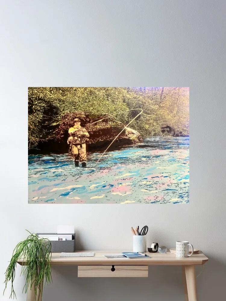 John Pixel Fish On, Print Art Canvas Poster, For Living Room Decor Home Wall Picture