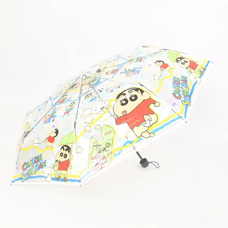 بانداي جديد تلوين شينشان مظلة يدوية شفافة شخصيات كرتونية المحمولة التلقائي المظلة المضادة للأشعة فوق البنفسجية متعددة الوظائف فتاة هدية