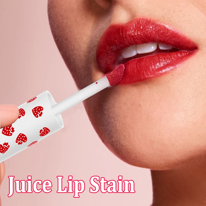 Lasting Moisturizing Matte Lip Gloss Juice Stain Velvet Liquid Lipstick Waterproof Non-stick Cup Cherry Red Pink Lip Tint Makeup