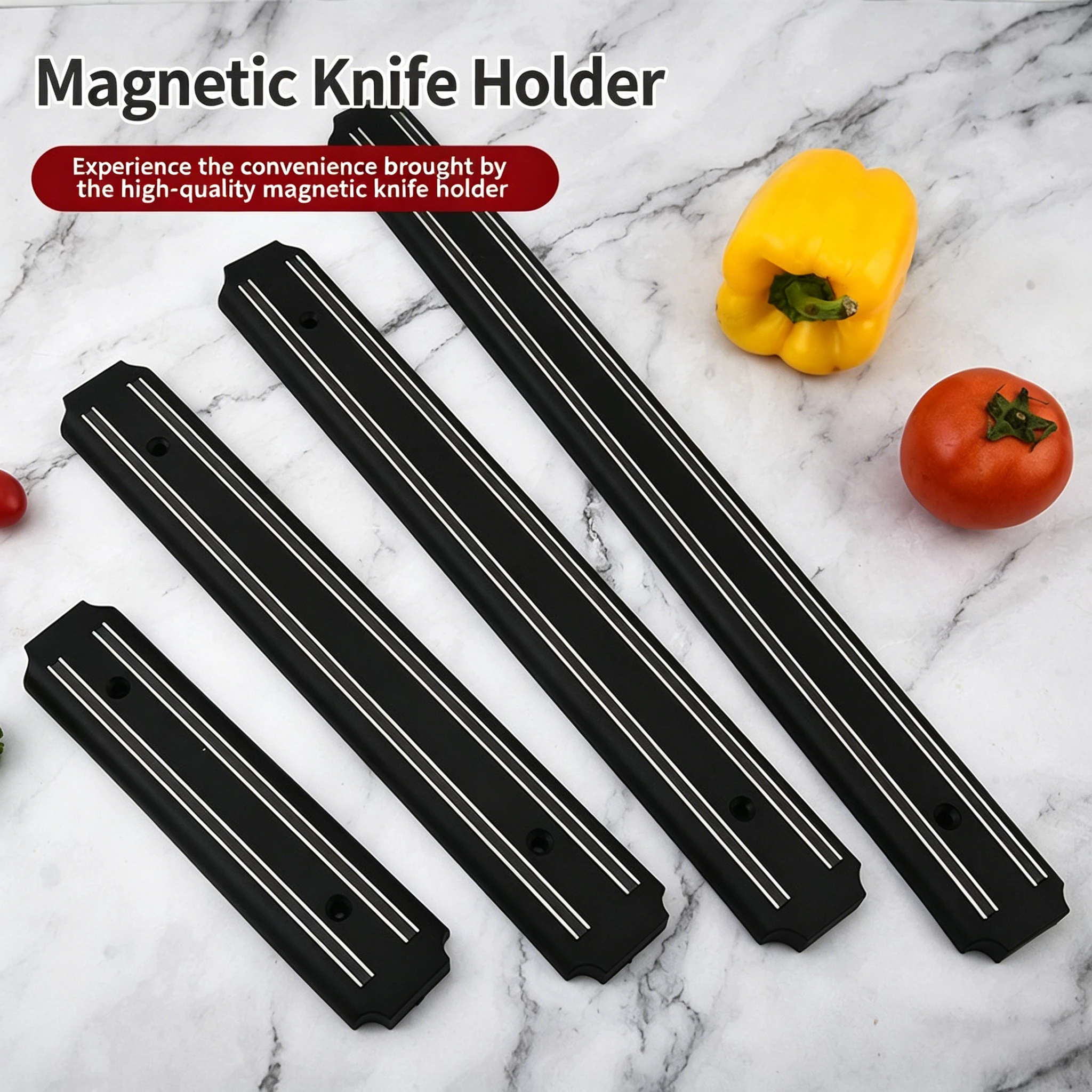 Wall-Mounted Kitchen Magnetic Knife Holder Stainless Steel Tool Storage Rack with Strong Absorption for Cutlery Organization