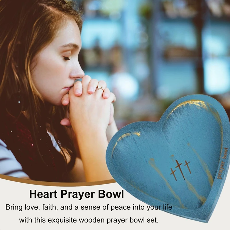 

2025 Trend Prayer Bowl Wooden Prayer Bowls With Prayer Cards Heart Decor Bowl Withcross Christian Gift Religious Gift For Women