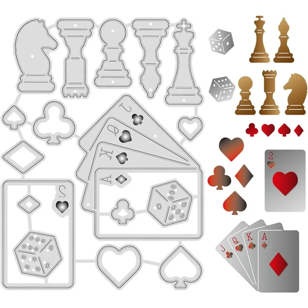 Poker Szachy i kości Metalowe matryce do wycinania dla majsterkowiczów Scrapbooking Wielkanocne kartki urodzinowe Ślubne tworzenie albumów Dekoracja kopert