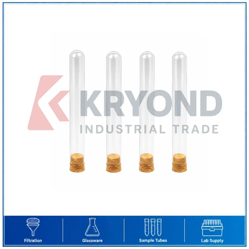 U-Shape Glass Test Tube Round Bottom Cork Stopper 15x150mm 100pcs Laboratory Sample Container Research Application Use Set Model