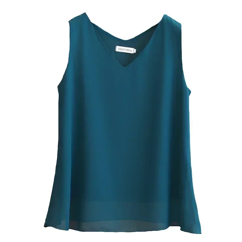 Chaleco informal de gasa para mujer, novedad de verano, camiseta sin mangas con cuello Halter, blusa con cuello en V, cubierta interior holgada, Bellies MOYISU L-5XL