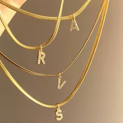 New A-Z Initial Zircon Letter Pendant Necklaces for Women 18K Gold Plated Copper Necklace High Quality Statement Jewelry Gifts