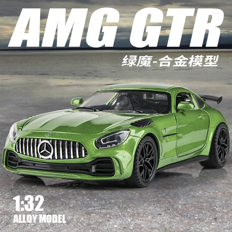

1:32 simulation Mercedes-Benz AMG GT-R alloy car model doors and the front hood and trunk door can also be opened good quality
