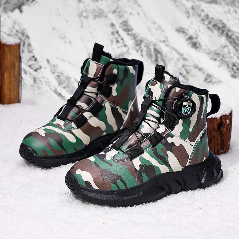 

Camouflage Kids Snow Boots Waterproof Childrens Winter Boots Add Cotton Shoes Plush Outdoor Hiking Sneakers Boys tenis para niño
