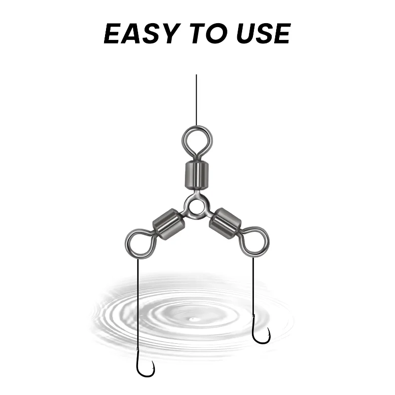 50pcs/lot Fishing Swivels Fishing Accessories Luminous Gourd Shape Fishing Swivels 3-WAY Stainless steel Swivels