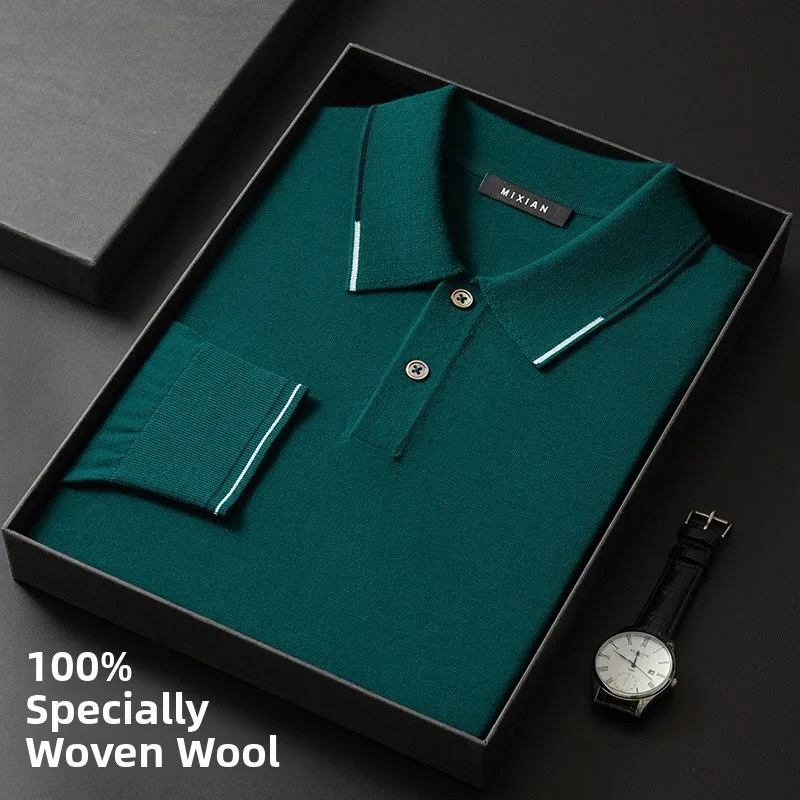 

Thin Pure Wool Long Sve Ne Knitwear for Men Busin Casual Sle Spring Autumn Season Straight Cut Fit Overhead