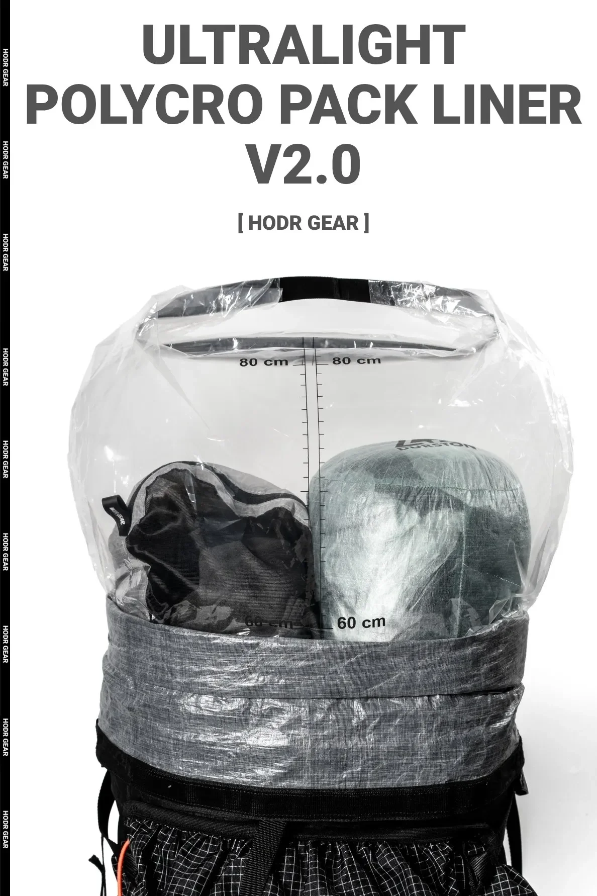 [HODRGEAR] Ultralight Polycro Pack Liner 2.0 – 2er-Pack Wasserdichter Rucksack-Liner 30μm Polyolefin-Folienrolle + Wickelverschluss 55×120cm – Detail 1