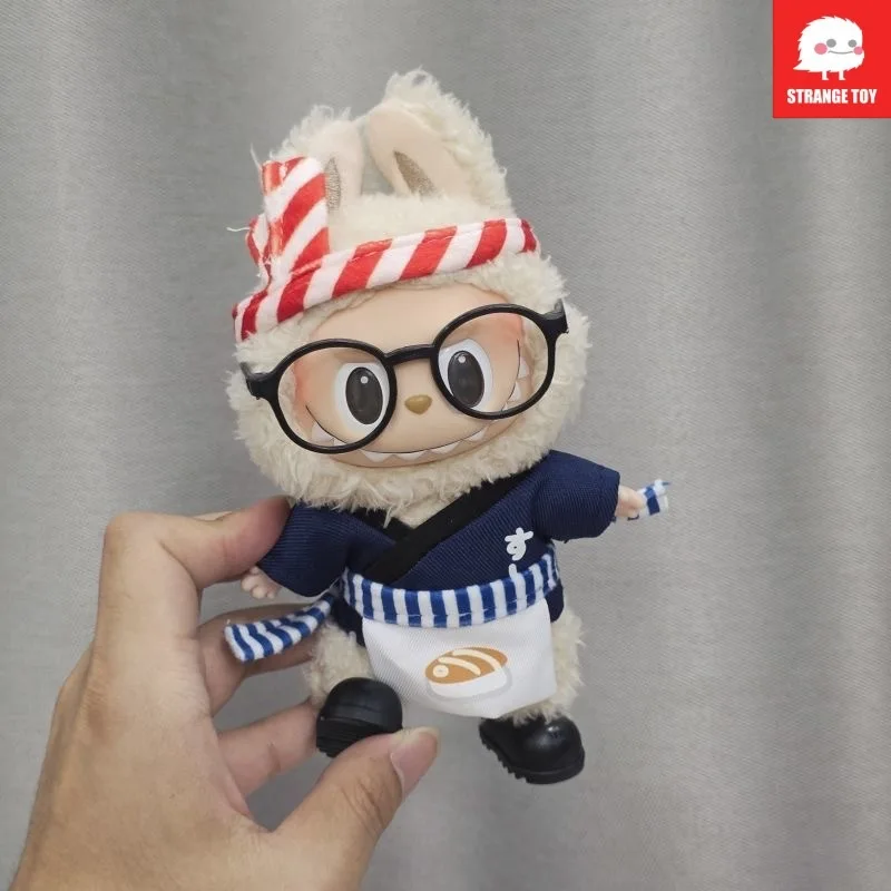 

For Labubu 4.0 Mini Oden Sushi Chef Doll Clothes Cotton Stuffed Toy Labubu Heart Password Outfit 10cm Doll Accessories Gift