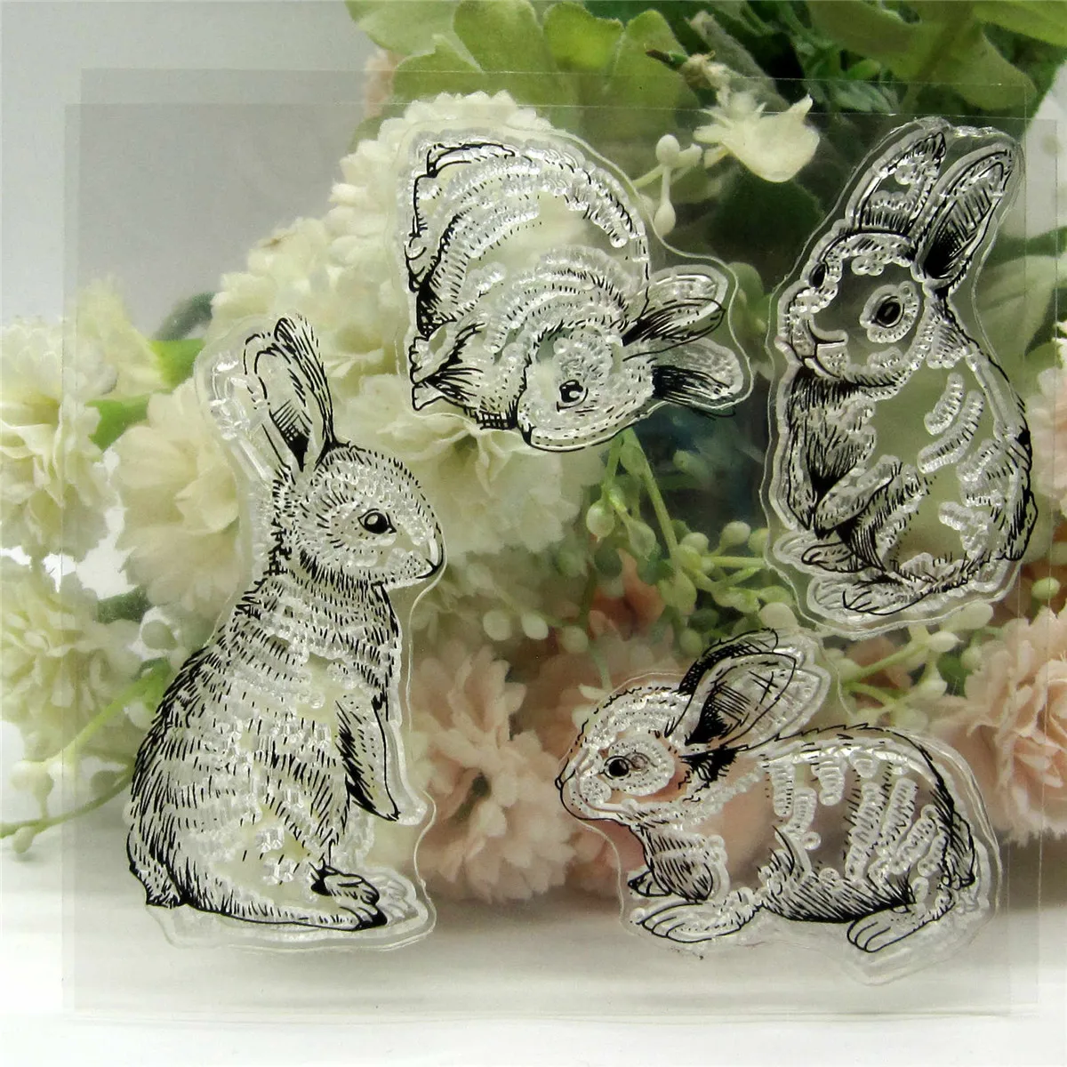 CustomTransparent Silicone Rubber Stamp and Die Sheet Cling, Clear Animals, Rabbits, DIY Scrapbooking, Cute Pattern Photo Album